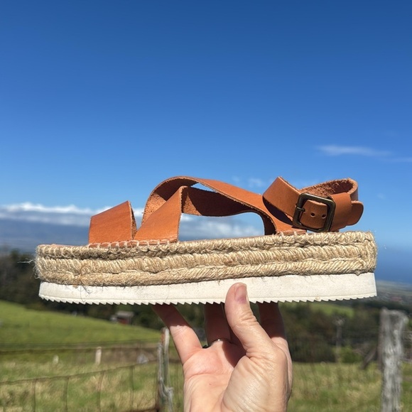 SOLUDOS Anthropologie Olympia Espadrille Flatphorm platform Sandal Tan Size 9.5 - Picture 3 of 12